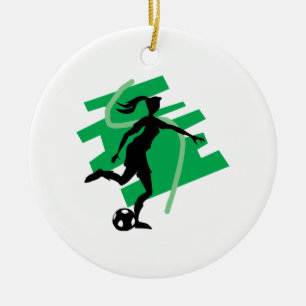 Female Soccer Ceramic Tree Decoration