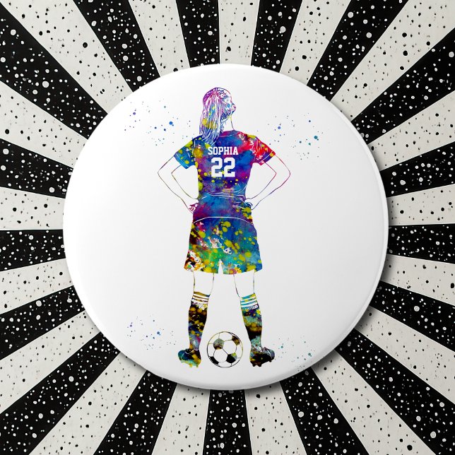 Female Soccer Player  6 Cm Round Badge (Creator Uploaded)