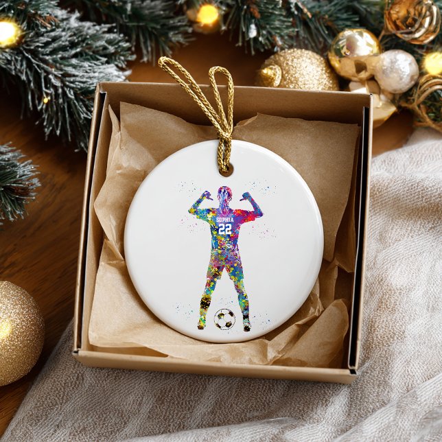 Female Soccer Player Ceramic Tree Decoration (Creator Uploaded)