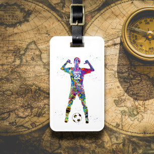Female Soccer Player Luggage Tag