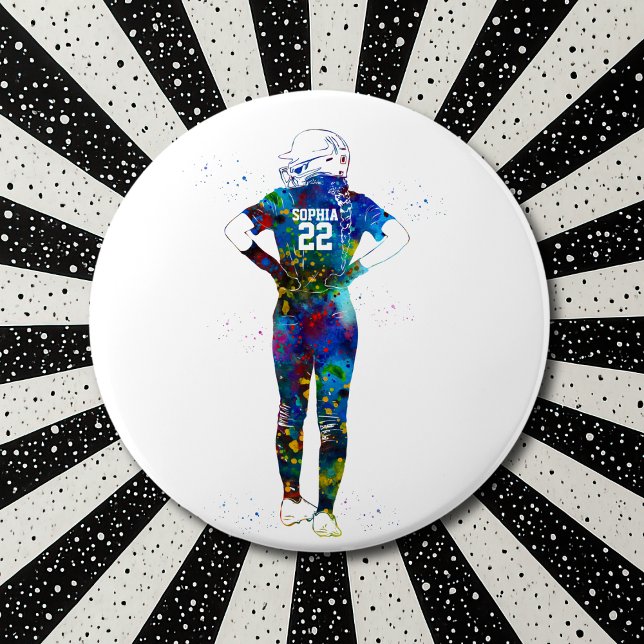 Female Softball Player 6 Cm Round Badge (Creator Uploaded)