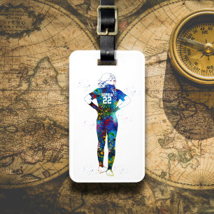 Female Softball Player Luggage Tag