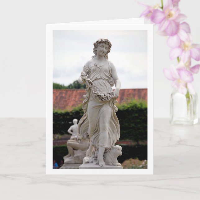 Female Statue, Hampton Court Gardens, England Card (Orchid)