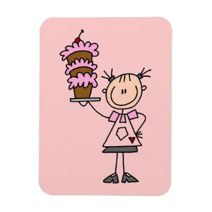 Female Stick Figure Baker Magnet