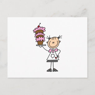 Female Stick Figure Baker Postcard