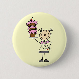 Female Stick Figure Baker Tshirts and Gifts 6 Cm Round Badge