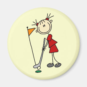 Female Stick Figure Golfer Magnet