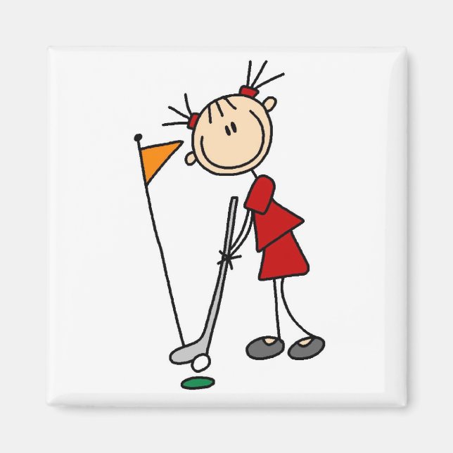 Female Stick Figure Golfer Magnet (Front)