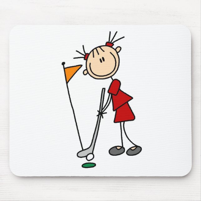 Female Stick Figure Golfer Mouse Pad (Front)