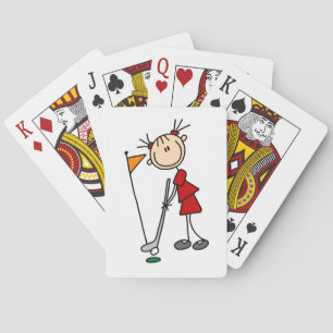 Female Stick Figure Golfer Playing Cards