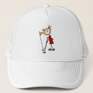 Female Stick Figure Golfer Trucker Hat