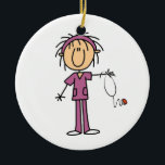 Female Stick Figure Nurse Ceramic Tree Decoration<br><div class="desc">T-shirts,  sweatshirts,  mugs,  cards,  magnets,  keychains,  tote bags,  keepsakes,  and more with a female stick figure nurse with a stethoscope,  great for RNs,  LPNs,  ER nurses,  paediatrics nurses,  OB nurses,  and future nurses! Easy to personalise before ordering!</div>