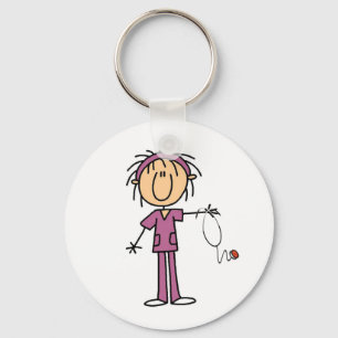 Female Stick Figure Nurse Key Ring