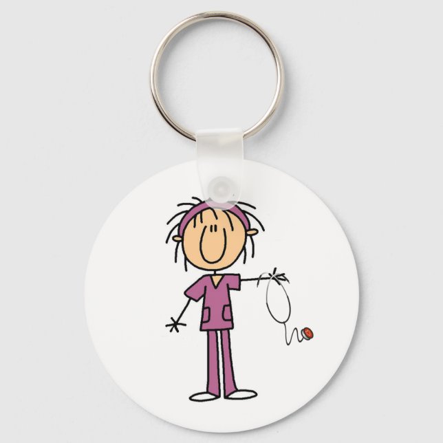 Female Stick Figure Nurse Key Ring (Front)