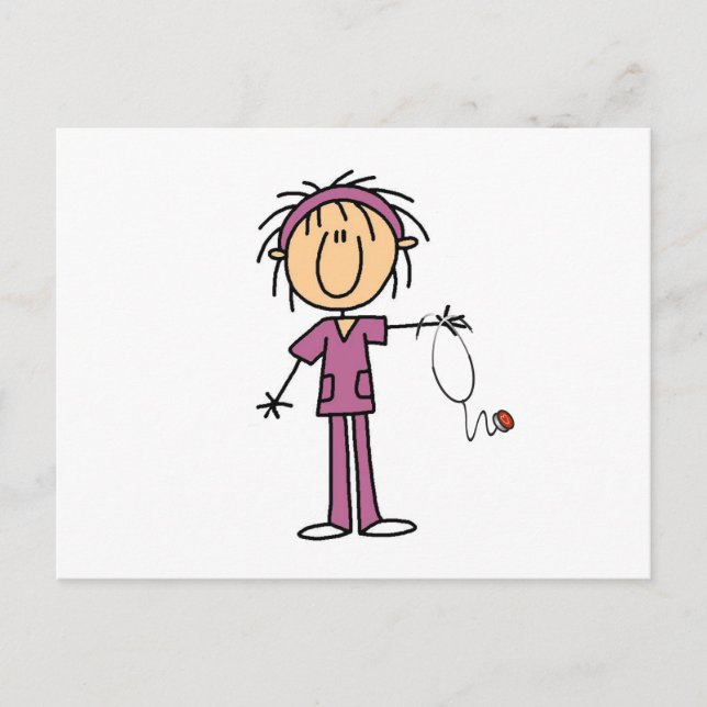Female Stick Figure Nurse Postcard (Front)