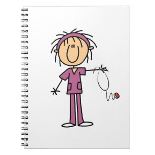 Female Stick Figure Nurse Spiral Notebook