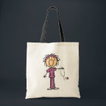 Female Stick Figure Nurse Tote Bag<br><div class="desc">T-shirts,  sweatshirts,  mugs,  cards,  magnets,  keychains,  tote bags,  keepsakes,  and more with a female stick figure nurse with a stethoscope,  great for RNs,  LPNs,  ER nurses,  paediatrics nurses,  OB nurses,  and future nurses! Easy to personalise before ordering!</div>