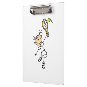 Female Stick Figure Tennis Player Clipboard