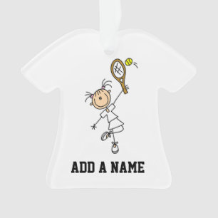 Female Stick Figure Tennis Player Ornament