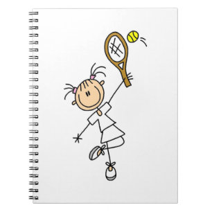 Female Stick Figure Tennis Player Spiral Notebook