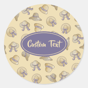 Female Summer Hats Beige Classic Round Sticker