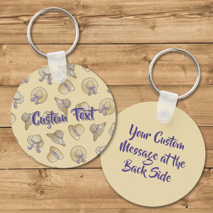 Female Summer Hats Beige Key Ring
