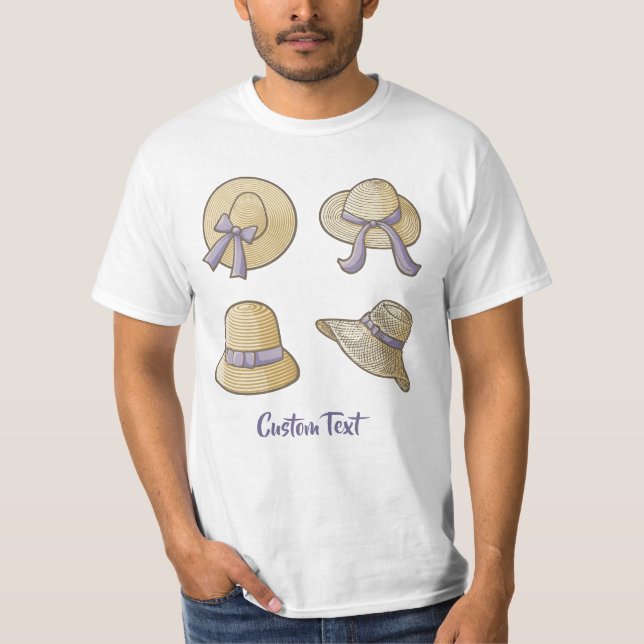 Female Summer Hats Beige T-Shirt (Front)