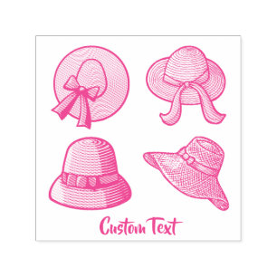 Female Summer Hats Pink Self-inking Stamp