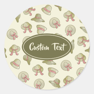 Female Summer Hats Yellow Classic Round Sticker