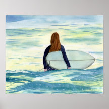 Female Surfer in Beautiful Sunlight