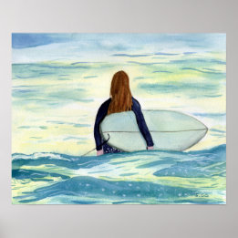 Female Surfer in Beautiful Sunlight Poster