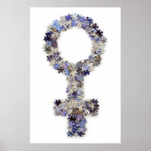 Female Symbol made with Puzzle pieces Poster