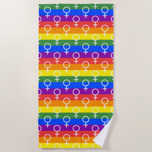 Female Symbol Rainbow Pattern Beach Towel