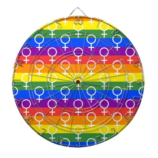 Female Symbol Rainbow Pattern Dartboard (Front)