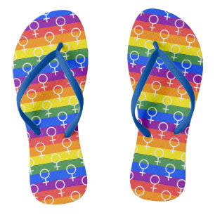 Female Symbol Rainbow Pattern Jandals