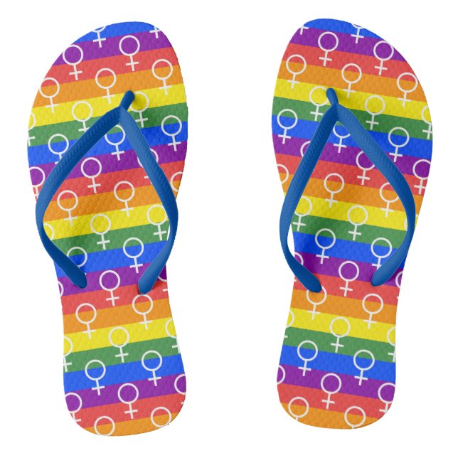 Female Symbol Rainbow Pattern Jandals (Footbed)