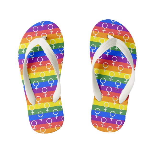 Female Symbol Rainbow Pattern Kid's Jandals (Footbed)