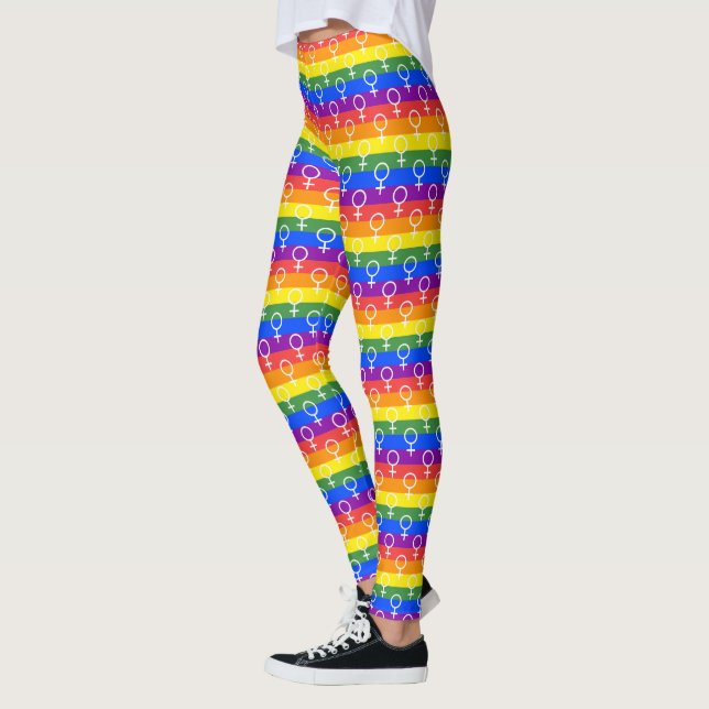 Female Symbol Rainbow Pattern Leggings (Left)