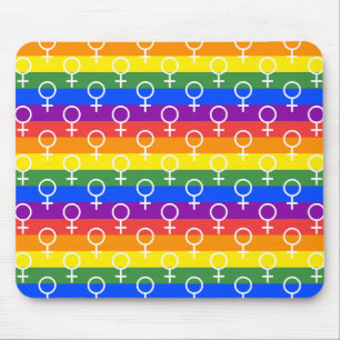 Female Symbol Rainbow Pattern Mouse Pad