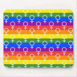 Female Symbol Rainbow Pattern Mouse Pad