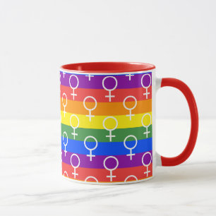 Female Symbol Rainbow Pattern Mug