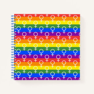 Female Symbol Rainbow Pattern Notebook