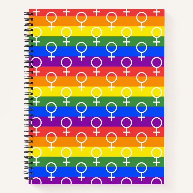 Female Symbol Rainbow Pattern Notebook (Front)