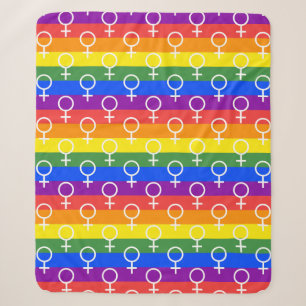 Female Symbol Rainbow Pattern Sherpa Blanket