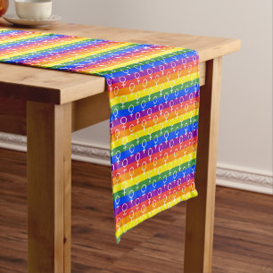 Female Symbol Rainbow Pattern Short Table Runner
