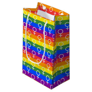 Female Symbol Rainbow Pattern Small Gift Bag