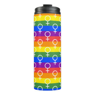 Female Symbol Rainbow Pattern Thermal Tumbler