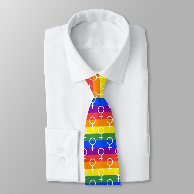 Female Symbol Rainbow Pattern Tie (Tied)