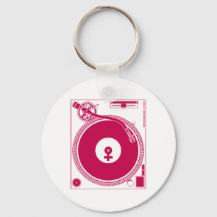 Female Symbol Turntable Deck - DJ Disc Jockey Key Ring