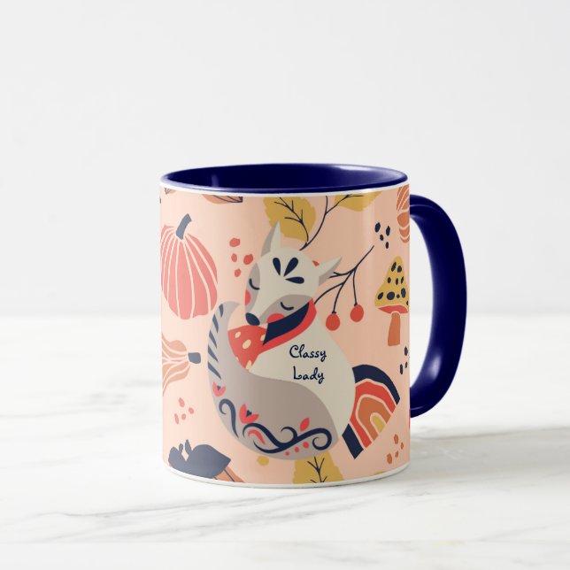 Female Teacher Gift CLASSY LADY Hygge Fox Mug (Front Right)